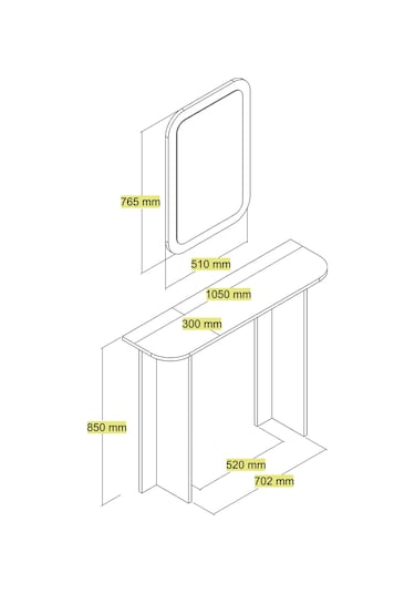 Parma Aynalı Makyaj Masası - Traverten Traverten