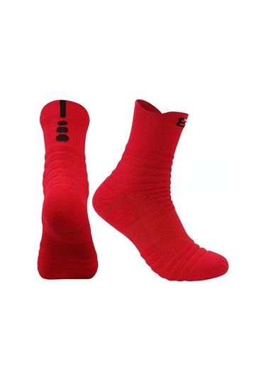 Kırmızı 2024 Erkek Havlu Alt Spor Kalın Çorap Koşu Çorap Orta Çorap Basketbol Büyük Boy Çorap