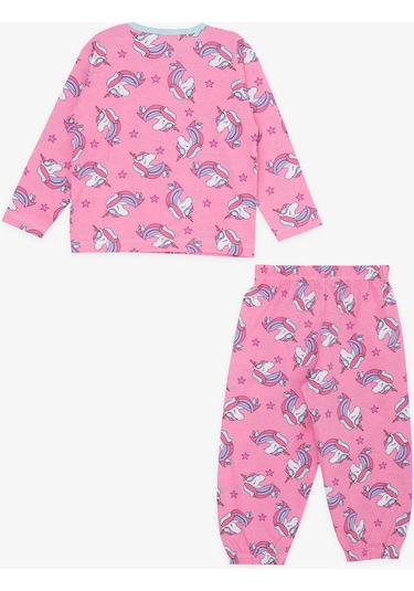 Breeze Kız Bebek Pijama Takımı Unicorn Desenli 9 Ay-3 Yaş, Pembe-pembe Pembe