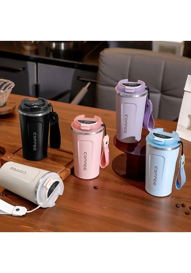 Wholesale11 Akıllı Kahve Bardağı 510 Ml Paslanmaz Çelik Termos siyah