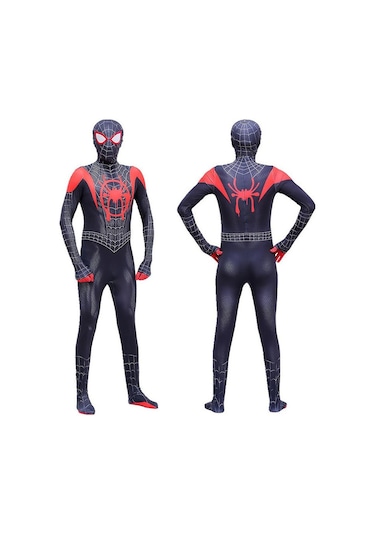 3-12 Yaş Çocuklar Örümcek Adam: Miles Morales Cosplay Kostüm Tulum