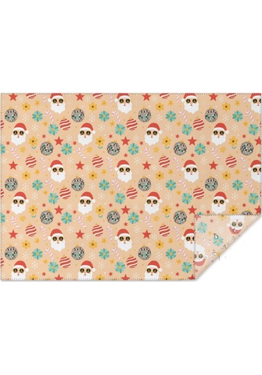Noel Desenli Dikdörtgen Masa Örtüsü 60x84 İnç, Su Geçirmez Ve Leke Tutmaz Noel Baba Noel Diskoli
