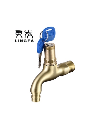 Yaozixa Bakır Kilitli Musluk - 4 Noktalı Hırsızlık Önleyici, Anahtarlı Küçük Musluk, Elektro Kaplamalı Bakır Gövde