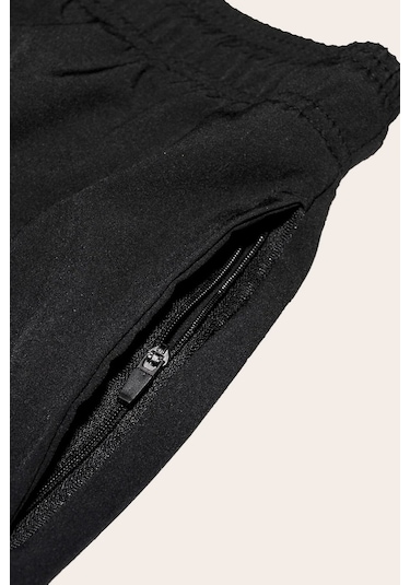 Angelsin Erkek Basic Standart Boy Mayo Fermuarlı Cepli Deniz Şortu - Siyah