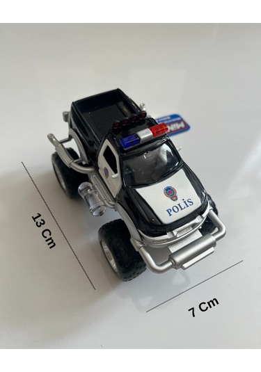 Metal Çek Bırak Sesli Canavar Polis Arabası 13x7x9 Cm Siyah