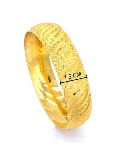 Ferizz 22 Ayar Altın Kaplama Rüzgar Desenli Bilezik 15 Mm Altın