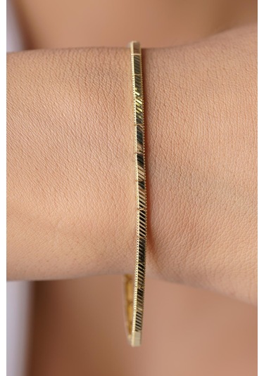 14 Ayar Altın Kalem Desenli Ajda Bileklik - Blk8100 Beyaz Altın