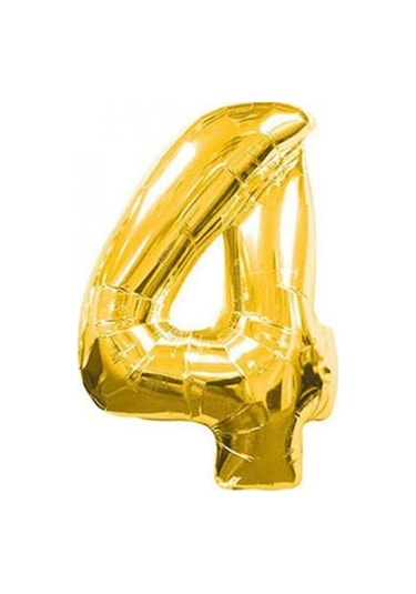 Nedi Folyo Balon 100 Cm Rakam Şişirilmemiş Altın 4 Rakamı