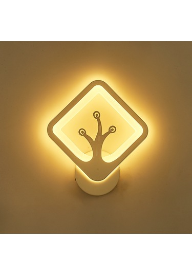 Hangfox 12w Led Duvar Lambası 3000k Sıcak Işık 85-265v Geniş Voltaj Akrilik Demir Beyaz Tip 3066 Sıcak Beyaz