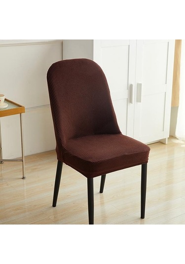 Koyu Kahverengi 1/2/4/6 Adet Jakarlı Kavisli Sandalye Kılıfı Ofis Koltuğu Klozet K Makinede Yıkanabilir Toz Koltuk Örtüsü 56658531