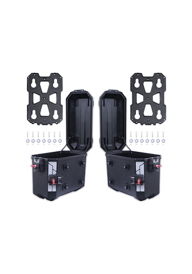 GP Kompozit Universal 26 lt x 2 Plastik Motosiklet Yan Çanta Seti Siyah