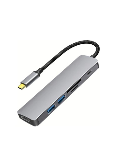 Xuweiwei Usb C Hub Gray Macbook Pro Uyumlu 6ın1 Usbc Hdtv Dongle 4k Hdtv 2usb3 0 Sd Tf Kart Okuyucu 100w Pd