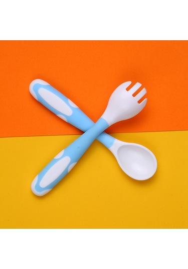 Moveevo Bebek Yeme Egzersizi Kaşığı Çatal Seti, Pp+tpe Malzeme, Saklama Kutulu, Mavi Xls08 Çok Renkli