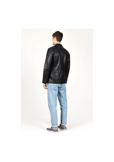 Dericlub E2246 Gerçek Deri Erkek Blazer Ceket-Siyah