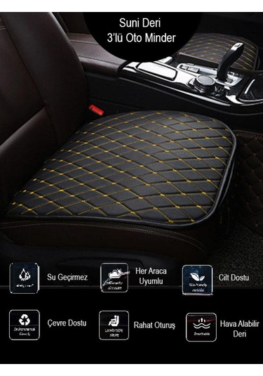Honda Civic 2016 Ve Sonrası - Sedan Takım Koltuk Minderi Siyahderi Sarıdikiş
