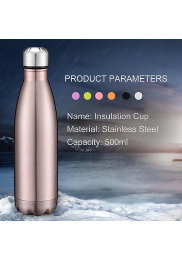 Qingmipy Paslanmaz Çelik 500ml Termos Şişe - Uzun Süre Sıcak/soğuk Tutar, 6 Renk Seçeneği