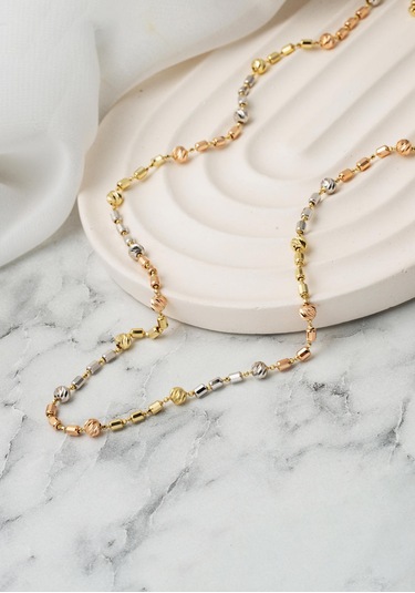 Bilezikci  Üç Renkli Dorikalı 14 Ayar Altın Kolye Sarı Altın