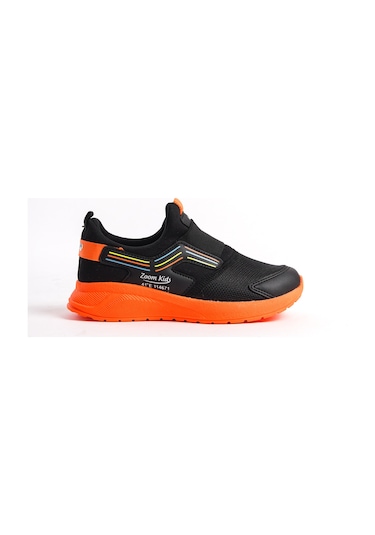 Pinko Çocuk Unisex Garantili Günlük Ortopedik Unisex Sneaker Spor Ayakkabı Siyah-oranj