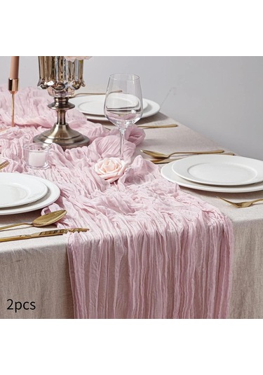 Homyl 2x Şifon Masa Örtüsü Parti Malzemeleri Düğün Gelin Duşu Pembe
