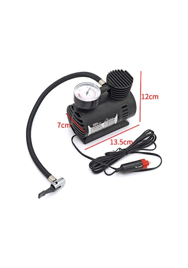 Wezone 12v Elektrikli Araç Lastik Hava Pompası - 300 Psı Basınç, Taşınabilir Abs, 3 Metre Kablolu, Farklı Uç Adaptrleriyle Acil Kullanım