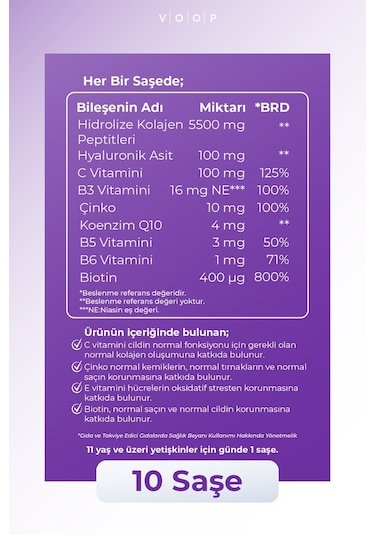 Voop Collagen Beauty Tip 1 ve Tip 3 10 Saşe