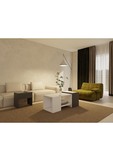 Lupo Orta Sehpa Koyugri-beyaz Koyu Gri