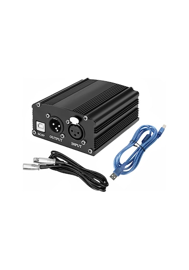 Padalink 48v Usb Fantom Mikrofon Güç Kaynağı - Büyük Membranlı Mikrofonlar İçin Sabit Voltaj Regülatörü - Siyah - Canlı Yayın Ve Stüdyo Ekipmanı