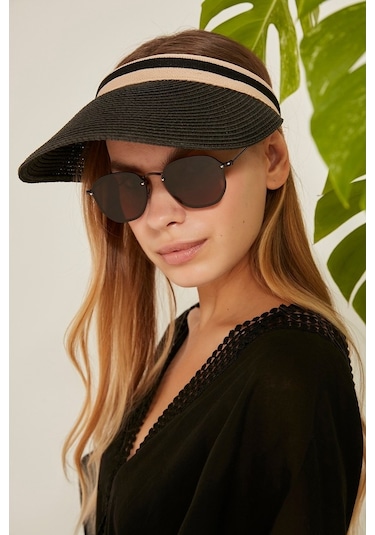 Hasır Vizör Şapka Uv Korumalı Siperlik Plaj Şapkası