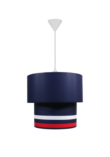 İkili Silindir Kumaş Sarkıt - Beyaz Kırmızı Şeritli Lacivert