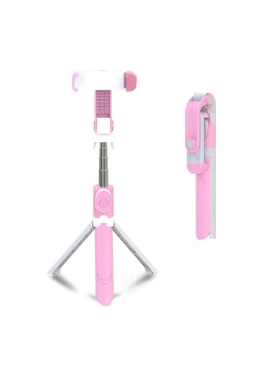 Cbtx Xt09 Canlı Cep Telefonu Tripod Selfie Stick Braketi Bluetooth Selfie Stick Pink