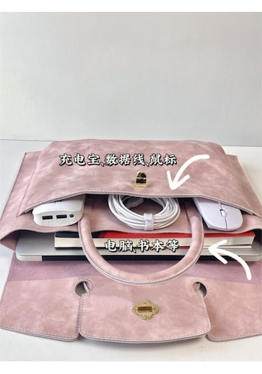 Fastbuy Kadınlar İçin 15.6/16 İnç Huawei & Lenovo Xiaoxin Air Uyumlu El Çantası - Pembe, Seyahat & Çalışma Dostu Pembe