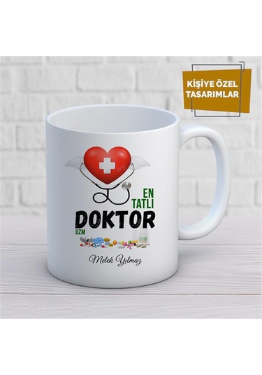Kişiye Özel İsim Yazılabilir Tatlı Doktor Kupa Bardak Çok Renkli