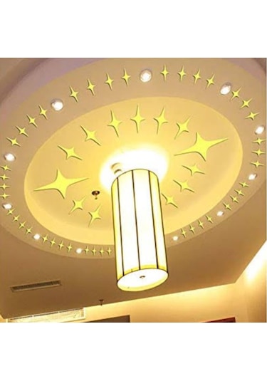 Dekoratif Süs Ayna 50X Adet Gold Altın Yıldız Tavan Duvar(408512939) Altın