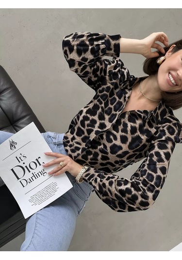 Mıss Caldos Leopar Desenli Uzun Kollu Bluz. 239343190 LEOPAR
