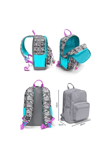 Coral High Üçlü İlk ve Ortaokul Okul Çanta Seti - Gri Kedi - Kız Çocuk