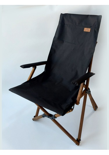 Joyfull Turtle Ahşap - Kollu Katlanır Sandalye -siyah Kılıf-çanta Siyah