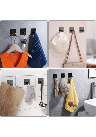 Ardini Kendinden Yapışkanlı Askılık Mat Siyah 01 Pakette 5 Adet Mat Siyah