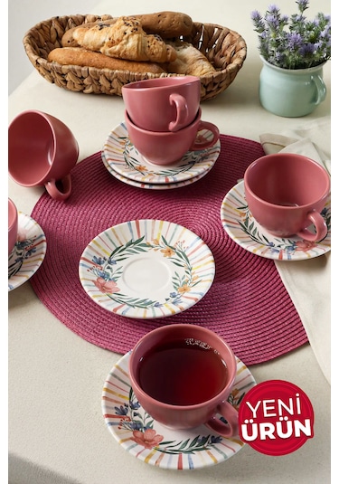 Keramika Soft Flowers Kera Çay Takımı 12 Parça 6 Kişilik 22322
