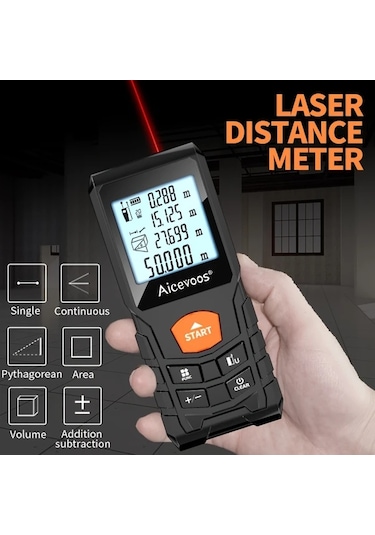 Elmpaly Aıcevoos Yüksek Hassasiyetli Dijital Lazer Mesafe Ölçer 50 120m 100m 328ft Endüstriyel Ölçüm Lastik Kılıf Pil İle