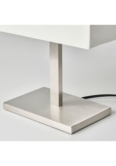 Masa Lambası-Kare Abajur 36 cm Nikelaj Kaplama-Beyaz Renk 8.6 W