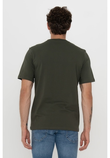 Jack & Jones 12215700 Techlogo Bisiklet Yaka Logolu Tişört Forest Night Haki