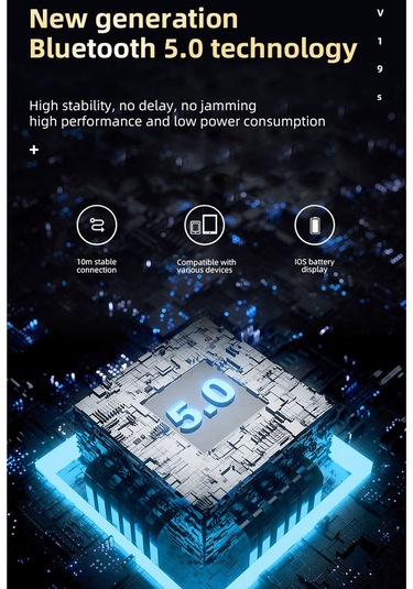 V19s Bluetooth 5.0 İş Tarzı Parmak İzi Dokunmatik Bluetooth Kulaklık Pembe