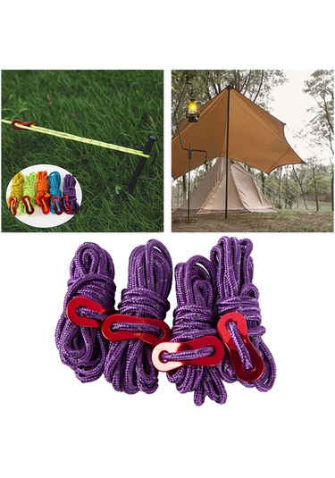 Suntek 4 Adet 6.65ft Gezi Yansıtıcı Naylon Kordon Çadır Mor