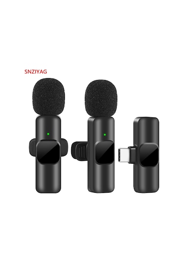 Kablosuz Lavalier Mikrofon Taşınabilir Video Kayıt Mini Mikrofon C Tipi İçin Pembe 1in1