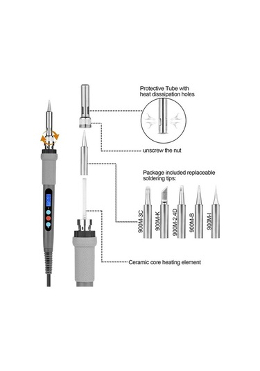 Ganzhoushop Tak, Sıcaklık Seti Seti Havya Havya Elektrikli Elektrikli Dijital Belirtilmemiş Ayarlanabilir Ab 90w - Wt