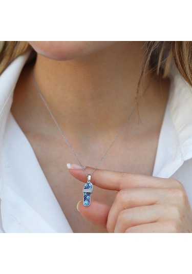 Nazar Boncuklu Terlik Gümüş Kolye Gümüş