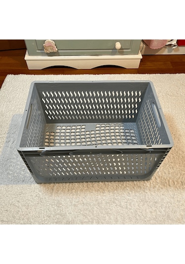 Alpbx Delikli Gri Plastik Kasa 60x40x32 Cm - Sepet 65 Litre