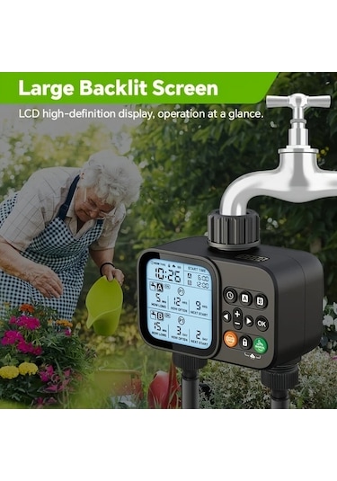 Pazly Bahçe Sulama Zamanlayıcı Wt08 Otomatik 2 Çıkışlı Dış Mekan Program Kontrol Cihazı Yağmur Gecikme Auto Sulama