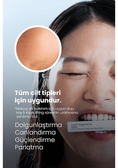 Cosmogenesis Labs Kaş Kirpik Güçlendirici Serum 3ml – Su Bazlı Besleyici Dolgunlaştırıcı Vegan (%1 Biotin- %1 Peptit)