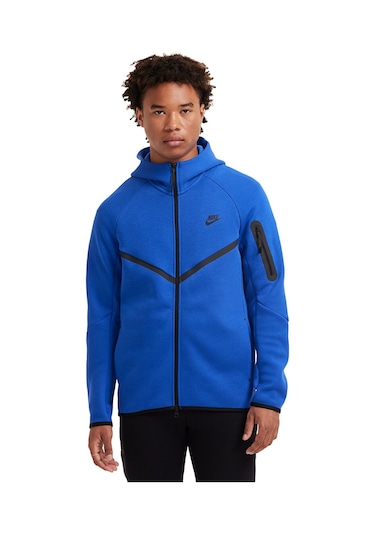 Nike Tech Fleece Windrunner Hoodie Erkek Sweatshirt Yeni Sezon -sportxoutlet Mavi